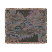Water Lilies Woven Cotton Blanket reverse side