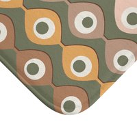 70s Abstract Circles Pattern Bath mat, close up corner