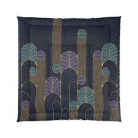 Navy Blue Art Deco Bedding, Poly or Cotton Comforter or Duvet Cover, Pillow Shams