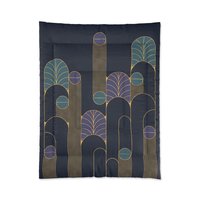 Navy Blue Art Deco Bedding, Poly or Cotton Comforter or Duvet Cover, Pillow Shams