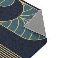 Minimalist Navy Blue Art Deco Rug, Indoor Outdoor