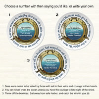 White boating plates with different nautical sayings around the perimeter