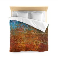 Burnt Orange and Blue Rust Duvet Cover Queen Cotton
