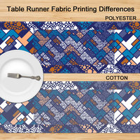 Mid-Century Modern Polka Dot table runner fabric differences between cotton and polyester.