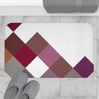 Burgundy and Purple Large Squares Large Bath Mat