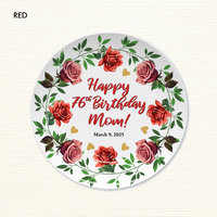 Personalized red and pink floral plate