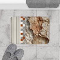 Rustic Rock and Stripe Bath Mat Small