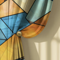 Rustic Stained Glass Eagle Curtains, Southwestern Colors Rod Pocket Panels