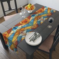 Southwestern Stained Glass Eagle Table Runner Polyester 72"
