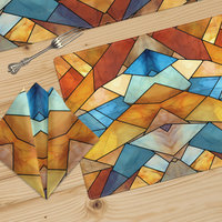 Southwestern Stained Glass Eagle Table Linen Sets, Placemats, Napkins, Table Runners