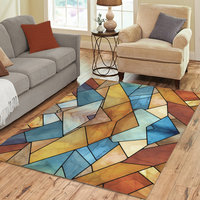 Rustic Stained Glass Eagle Area Rug, Southwestern Colors Indoor or Outdoor 