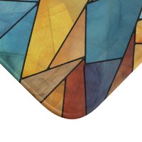 Stained Glass Eagle, Southwestern Colors Bath Mat corner close up