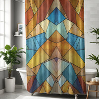 Stained Glass Eagle Shower Curtain, Southwestern Colors rustic cabin decor