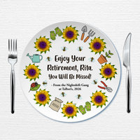Personalized Retirement Gift Plate on a table