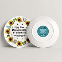 Personalized Retirement Gift Plate, front and back.