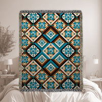 Southwestern Woven Cotton Blanket, Diamonds Pattern