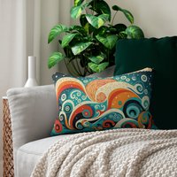 Nautical Folk Art Lumbar Pillow on a couch