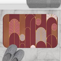 Red Wine Minimalist Art Deco large bath mat