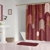 Red Wine Minimalist Art Deco Shower Curtain