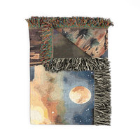 Wolf Canyon Blanket Woven Cotton Throw Blanket folded