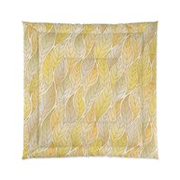 Yellow Ombré Leaves Queen Comforter