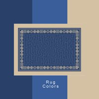 Blue Maze Rug with Beige Celtic Knot Border color swatches.