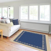 Blue Maze Rug with Beige Celtic Knot Border
