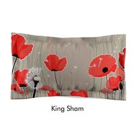 red poppy king pillow sham