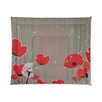 Red poppy king comforter
