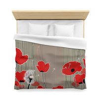 Red poppy king duvet cover