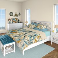 Watercolor Leaves king duvet cover bedding set