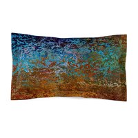 Burnt Orange and Blue Rusted Metal king pillow sham