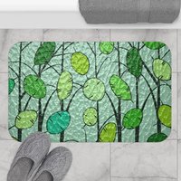 Green Honesty Plant large bath mat