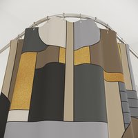Mid-Century modern shower curtain top view