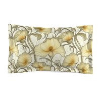 Ivory Flowers Art Nouveau king pillow sham
