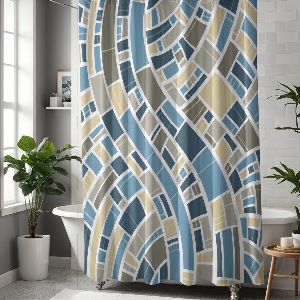 Modern Mosaic Shower Curtain in a contemporary bathroom