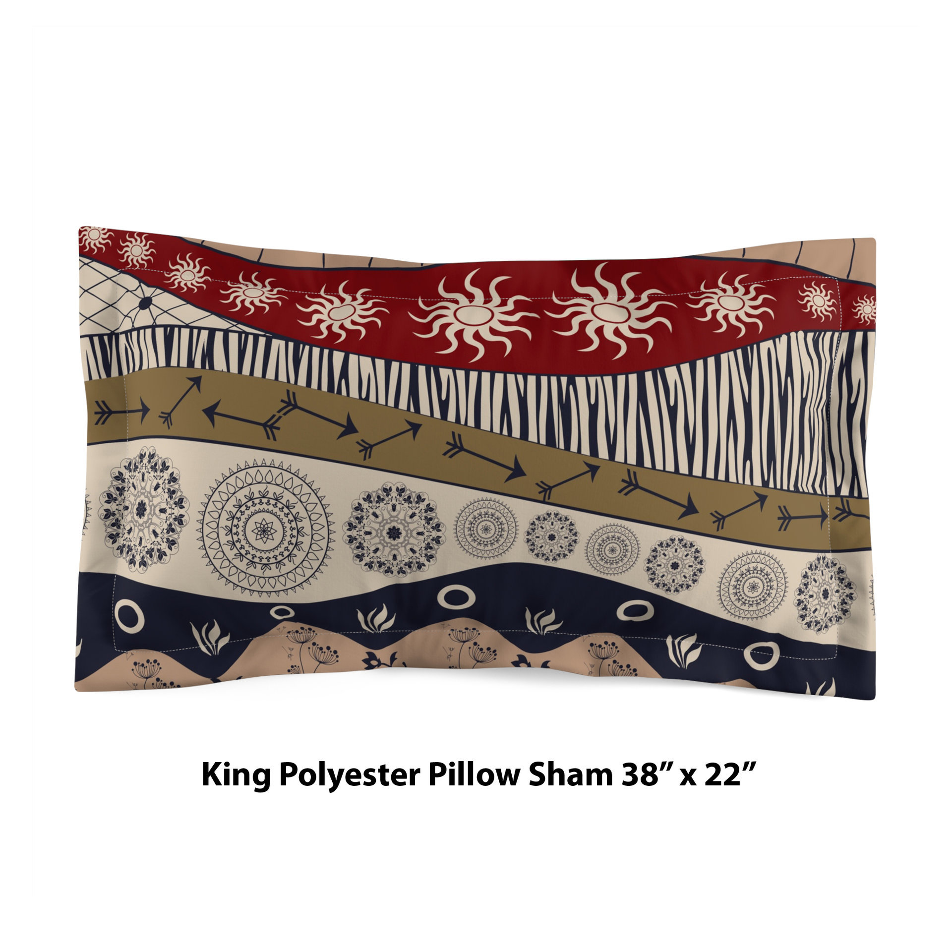 Navy Blue and Maroon African Art Bedding, Cotton or Poly