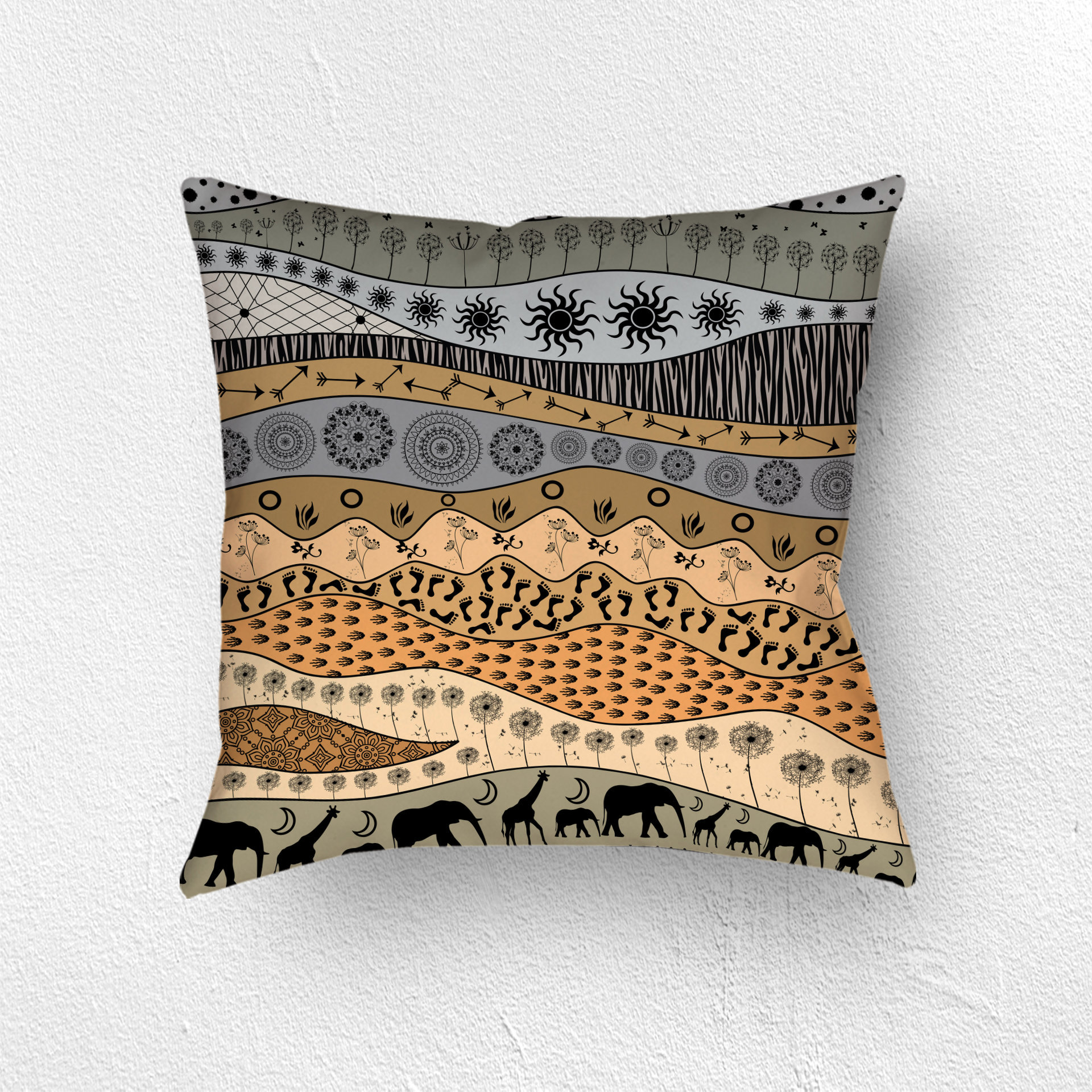 Neutral African Art Pillow