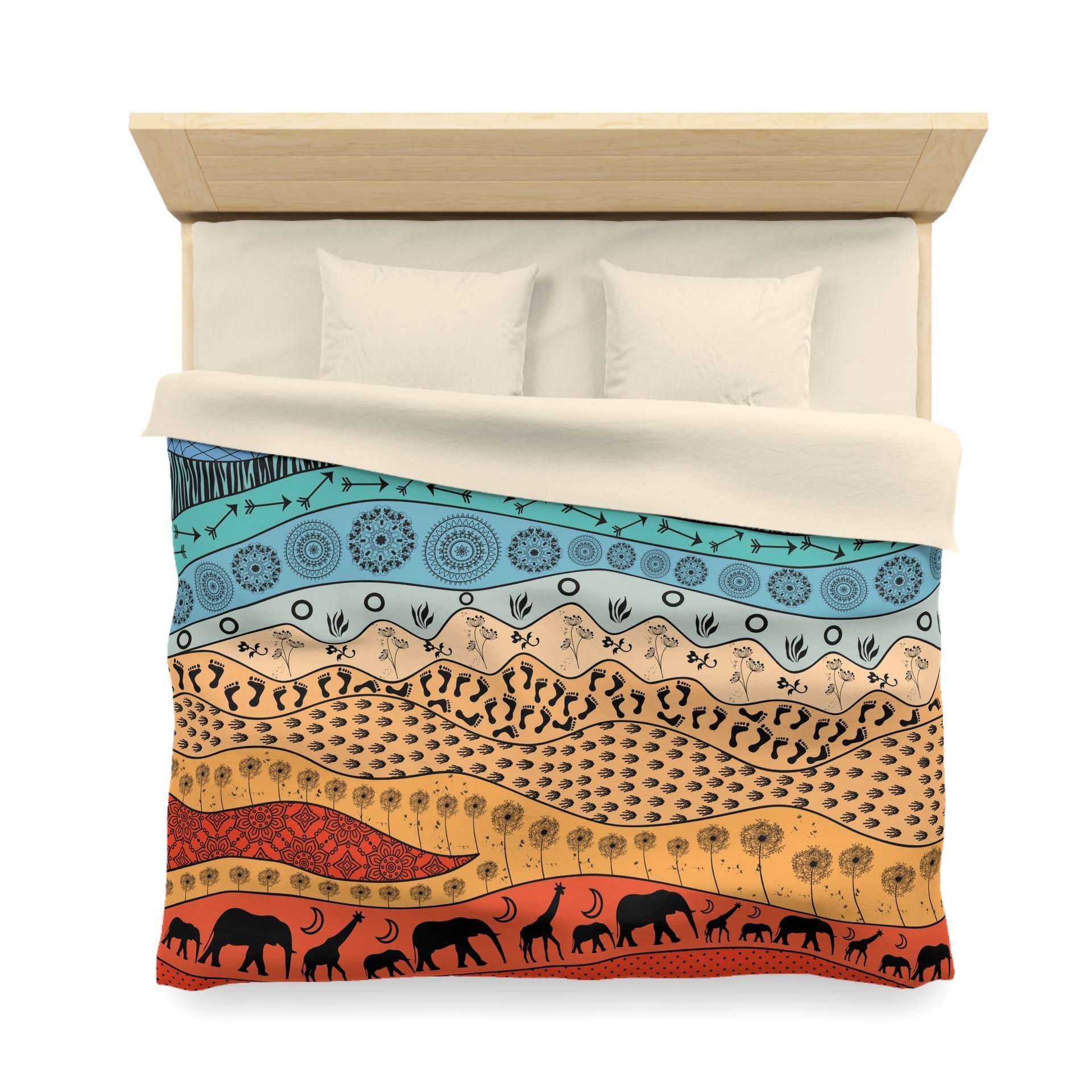 Colorful African King Duvet Cover, Polyester