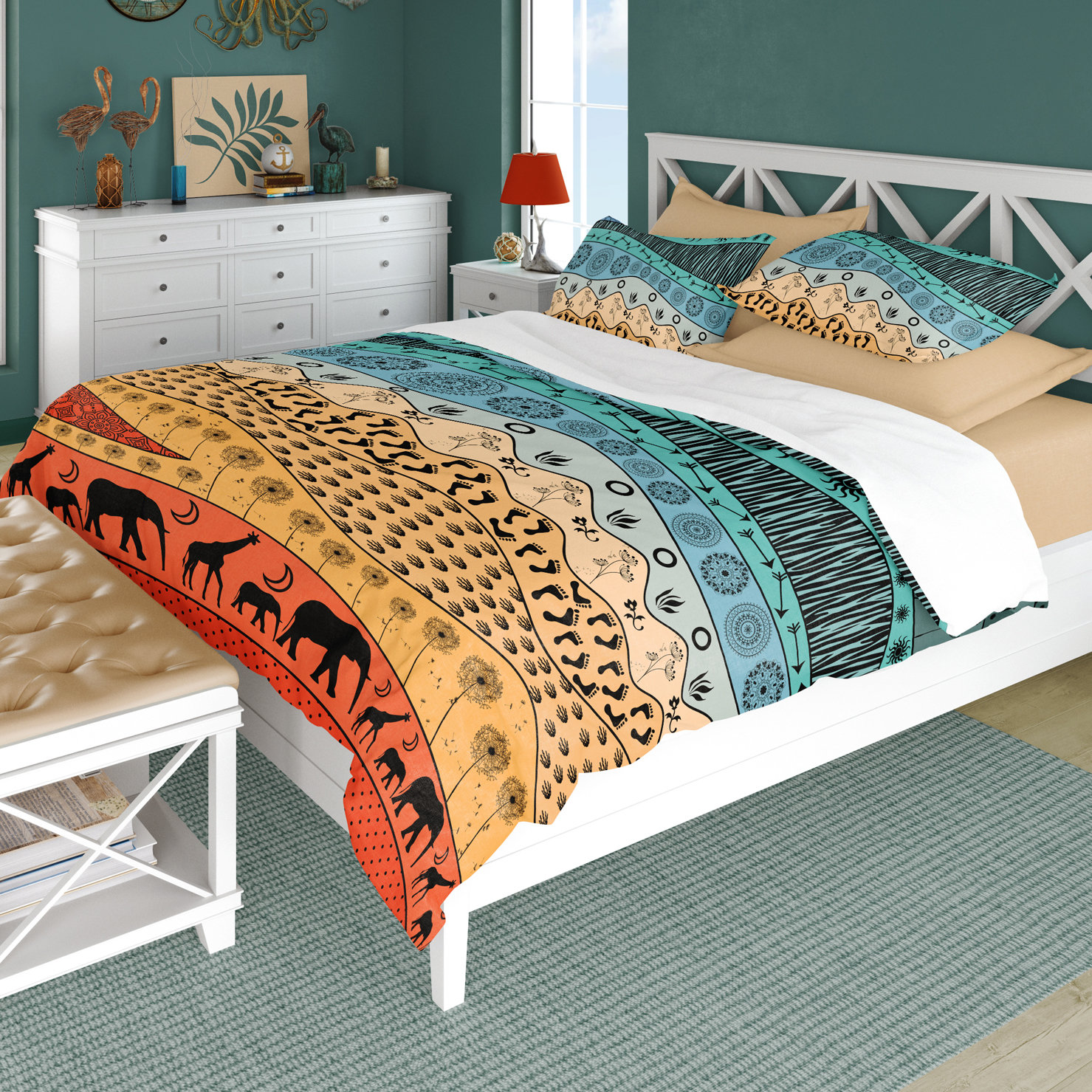 Colorful African Queen Duvet Cover, Cotton