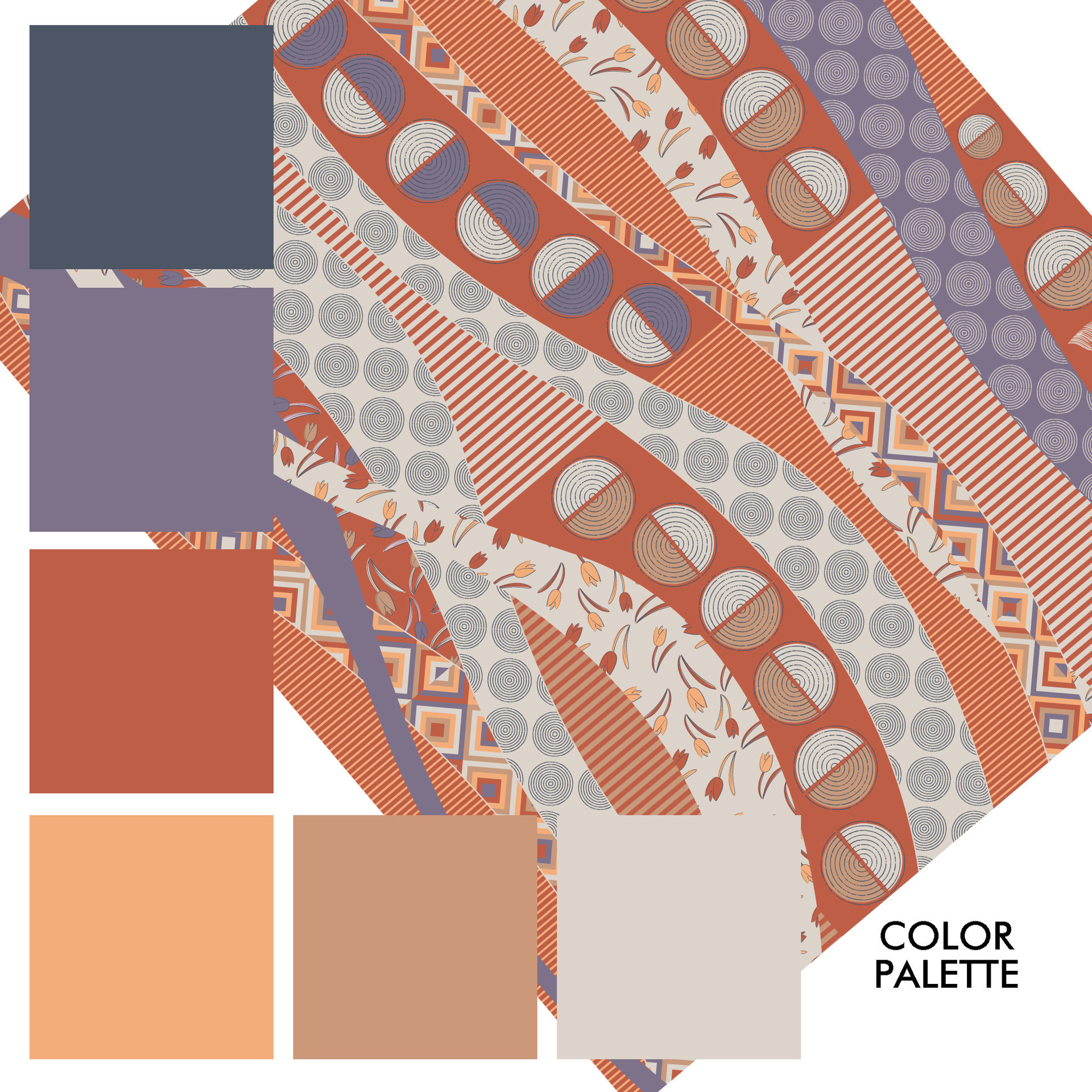 Terracotta & Lavender Abstract Geometric Bedding color palette