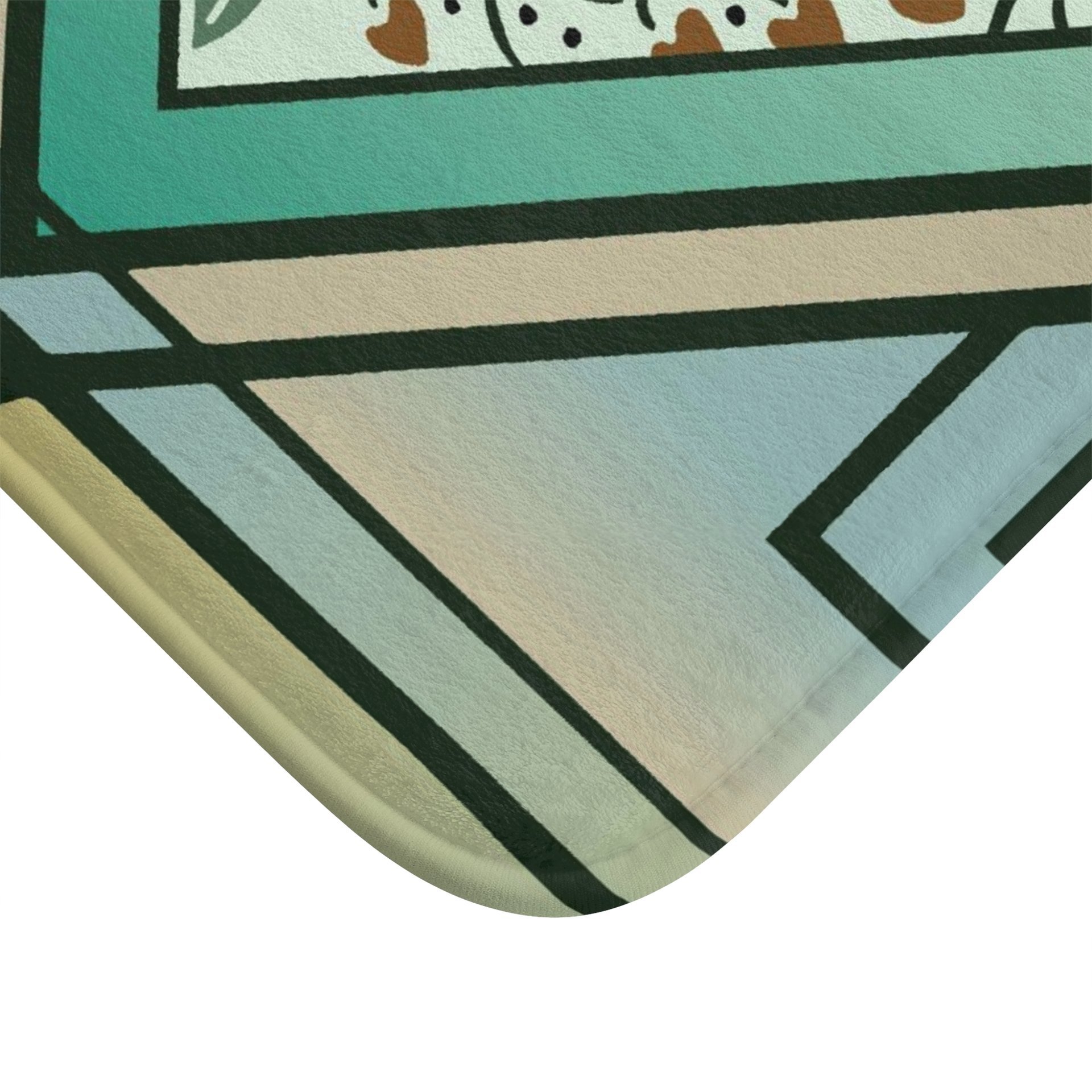 Art Deco Stained Glass bath mat corner close up
