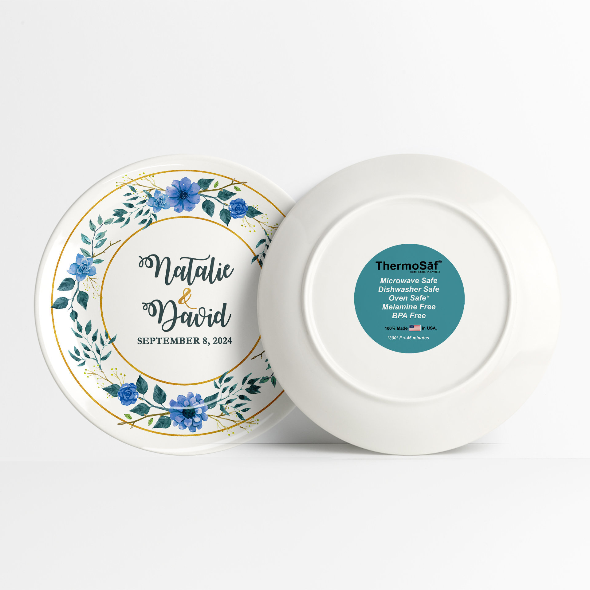 Personalized Wedding Anniversary Gift Plate, front and back.