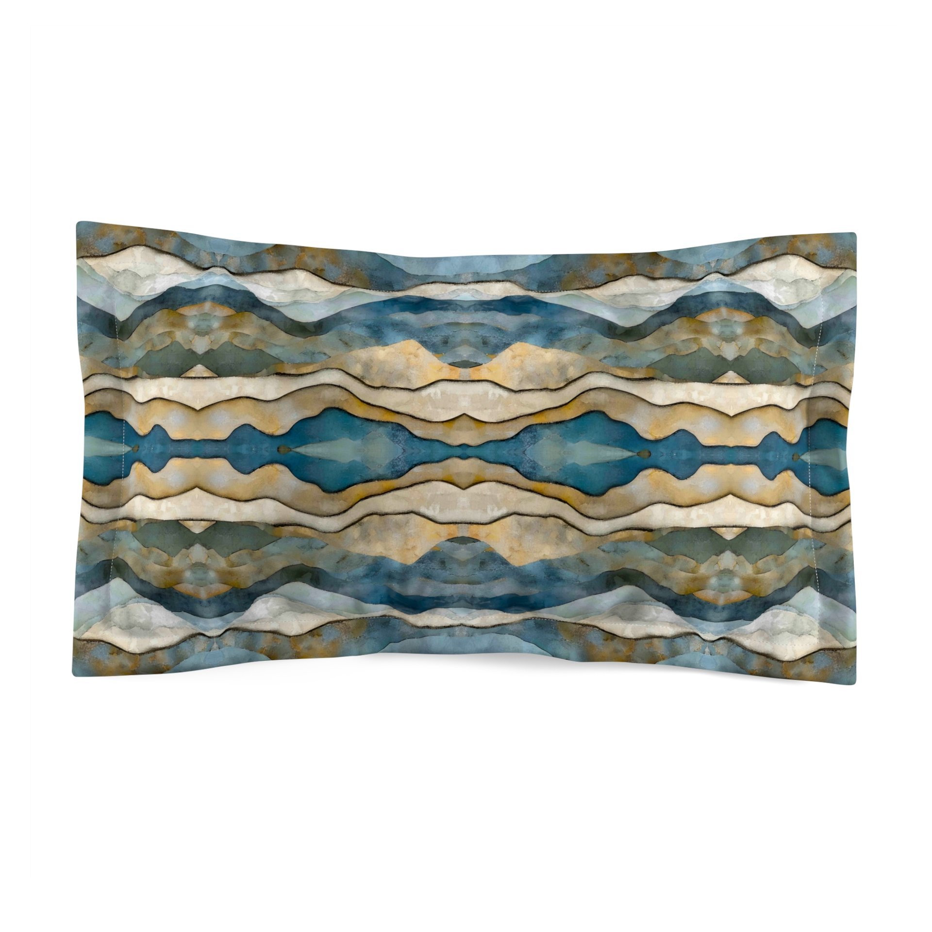 King pillow sham printed with an abstract watercolor winter landscape