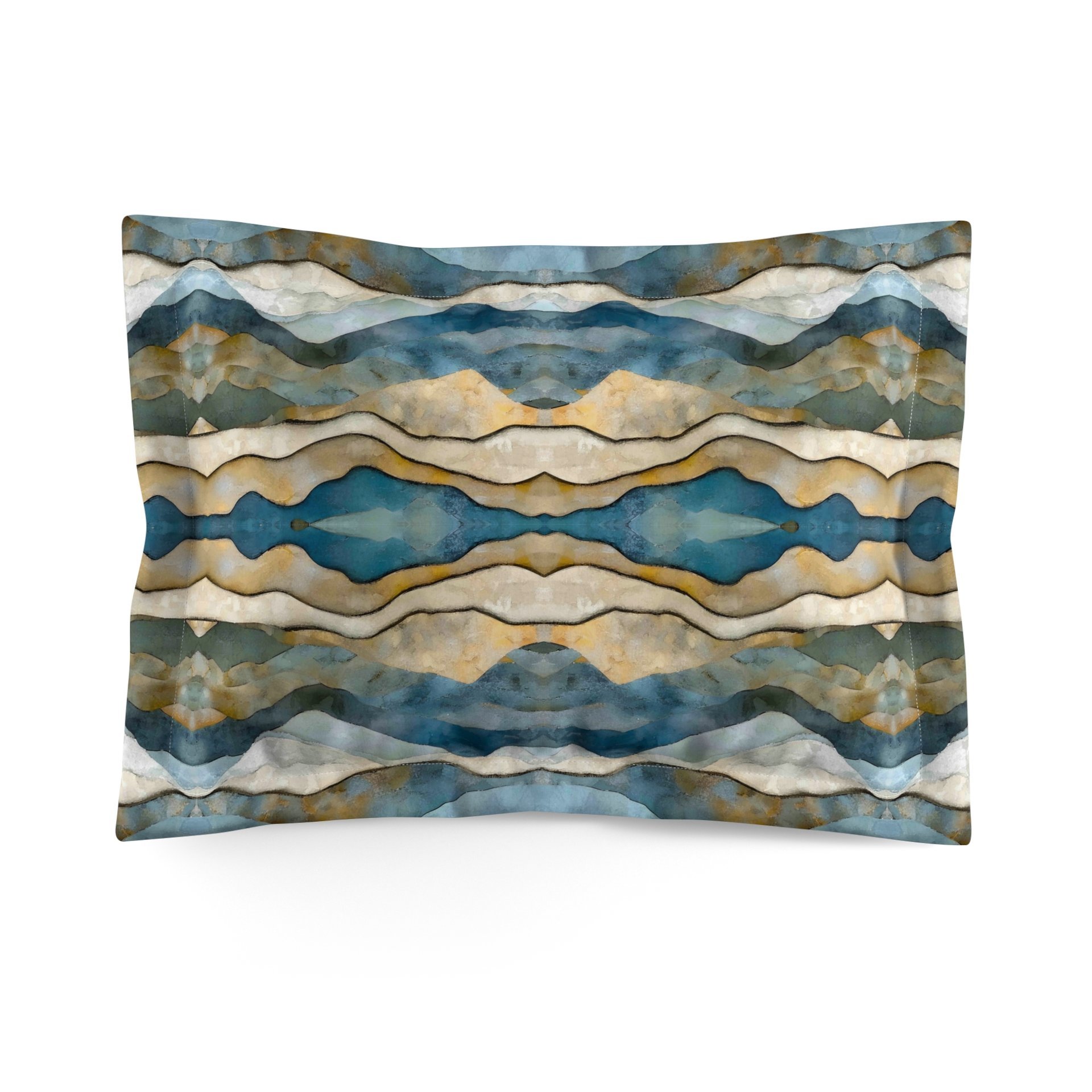 Standard pillow sham printed with an abstract watercolor winter landscape