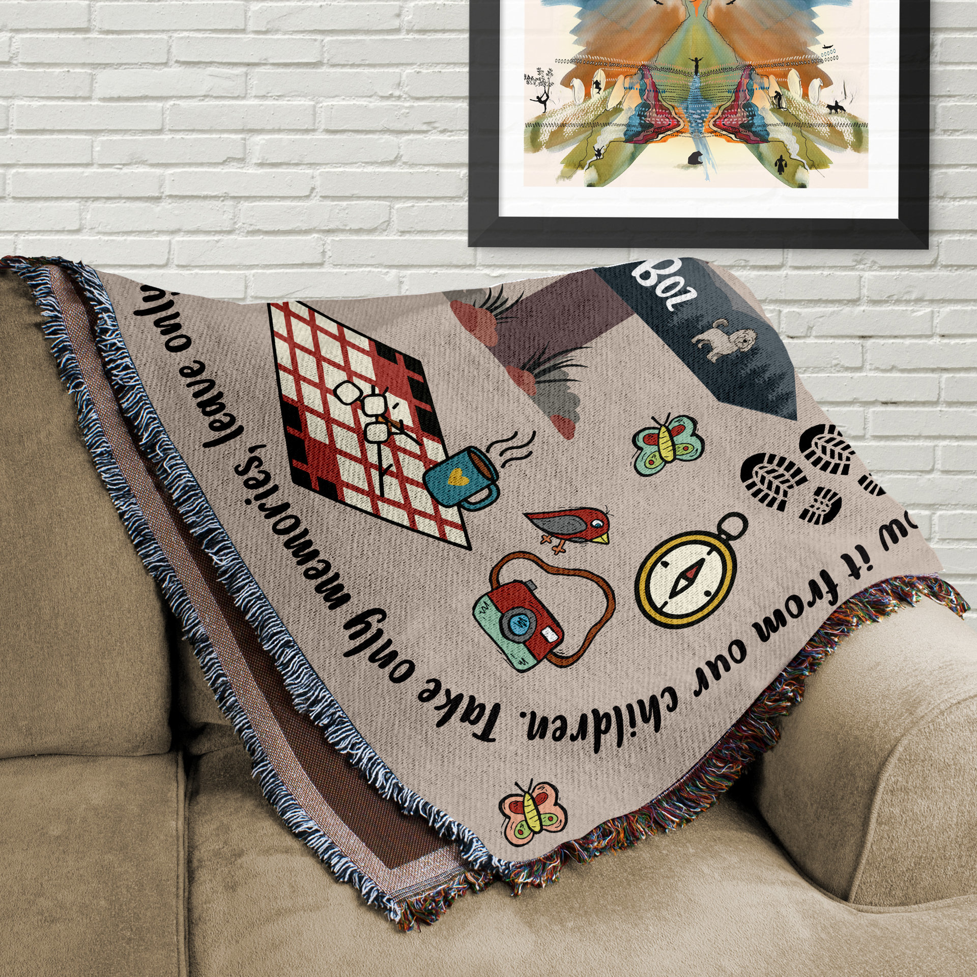 Personalized Camping Blanket, Woven Cotton