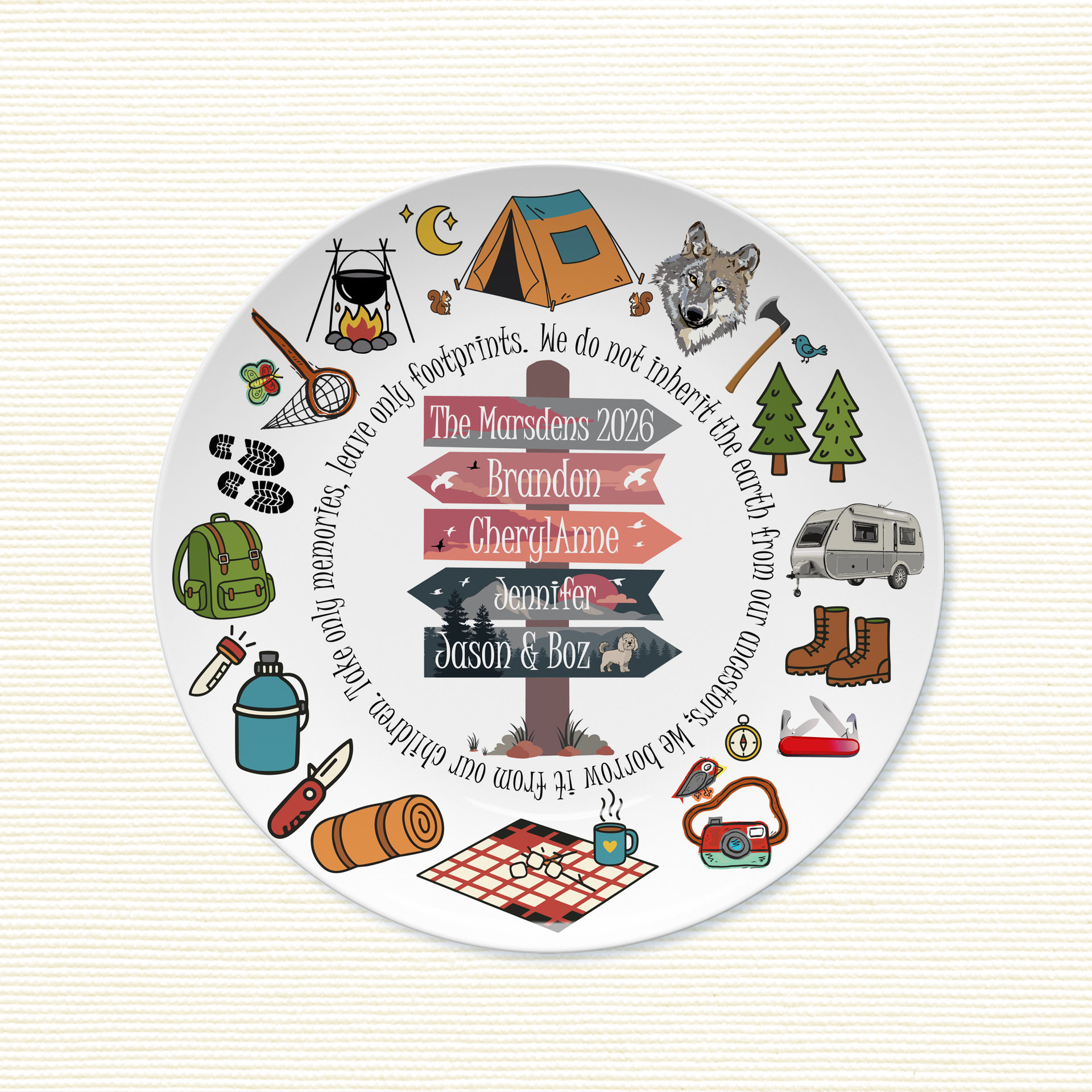 Personalized Family Camping Plastic Plate