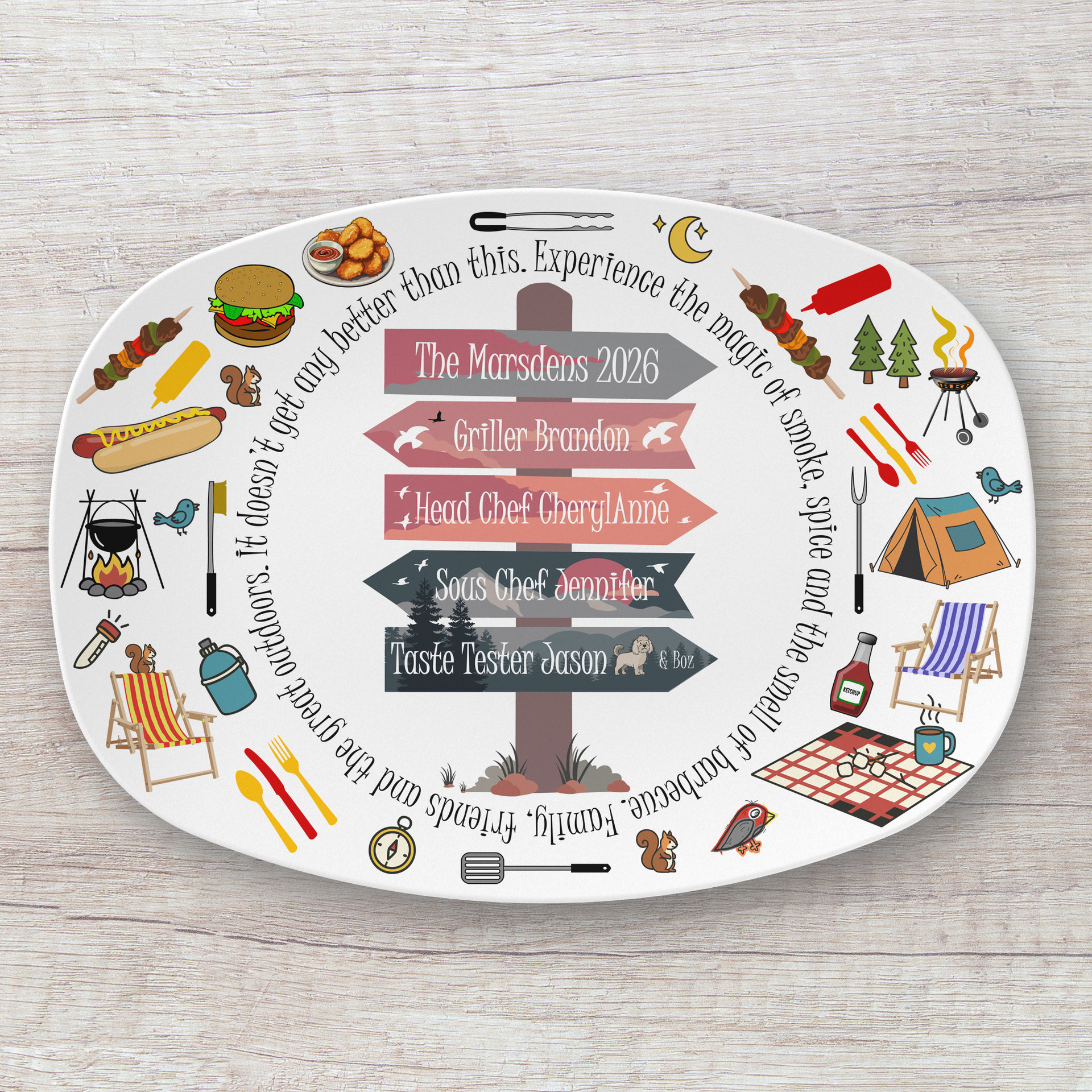 Personalized Family Camping Plastic Serving Platter