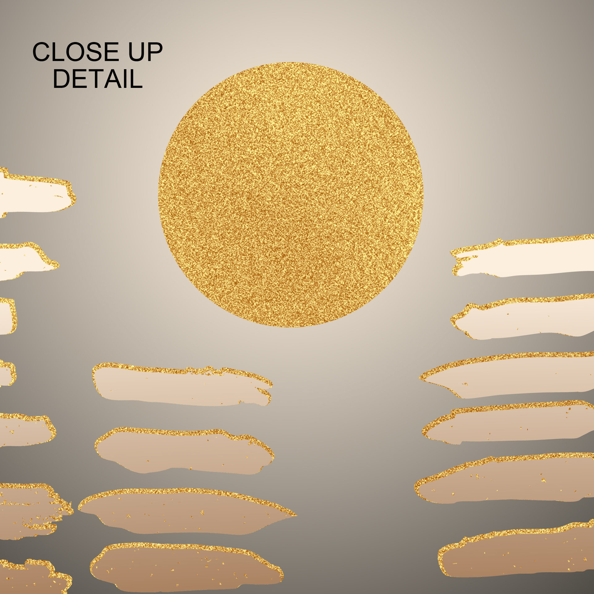 golden circle with neutral horizontal stripes