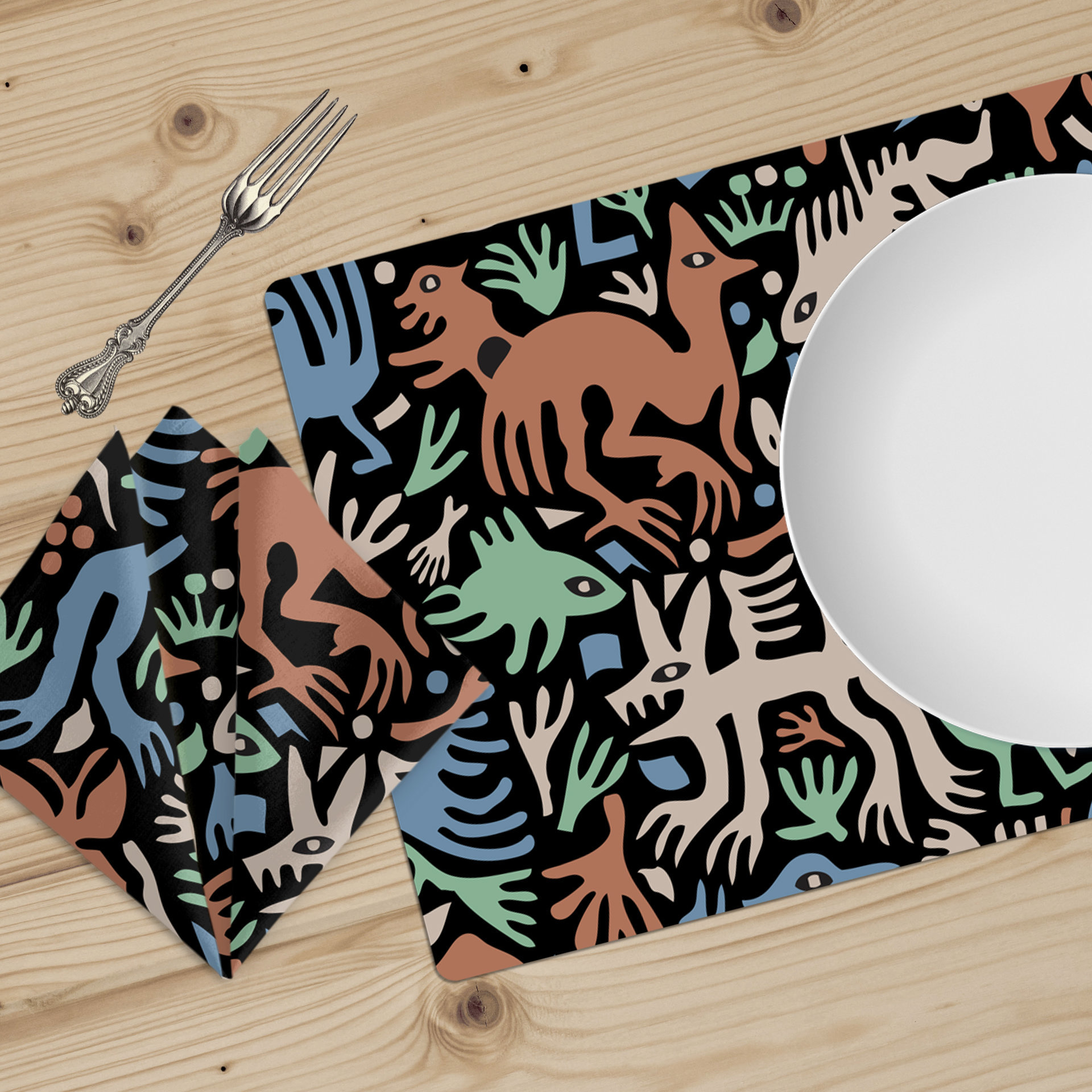 Whimsical Animals and Plants Table Linen Set